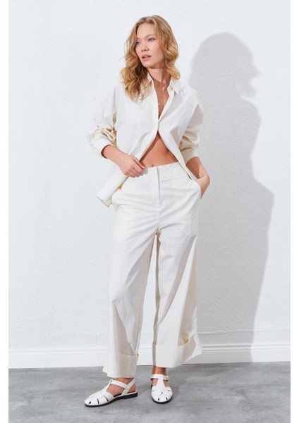 Kadın Taş Geniş Double Boru Paça Pantolon