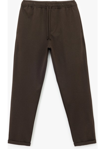 Straight Fit Pike Kumaş Cep Detaylı Beli Bağcıklı Pantolon