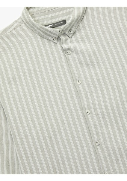 Düğmeli Yaka Pamuklu Regular Fit Uzun Kollu Gömlek indirimleri