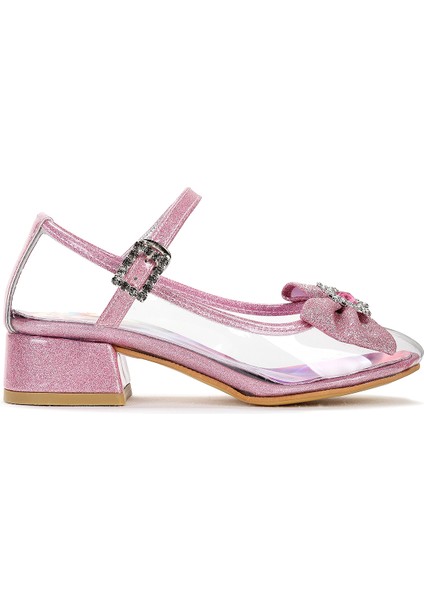 Asel Kız Çocuk Simli Topuklu Abiye Şeffaf Ayakkabı modelleri