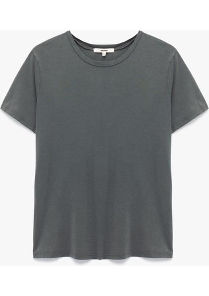 Pamuklu Kısa Kollu Bisiklet Yaka Basic Tişört