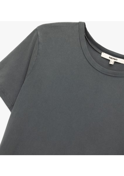 Pamuklu Kısa Kollu Bisiklet Yaka Basic Tişört modelleri