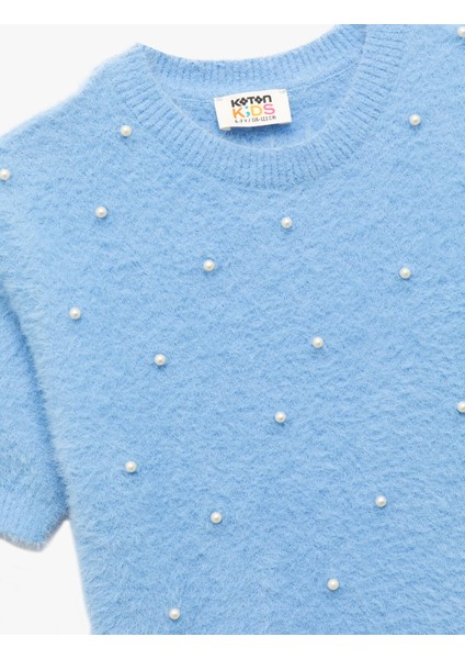 Inci Boncuk Detaylı Kısa Kollu Bisiklet Yaka Triko Kazak modelleri