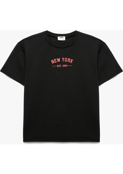 Baskılı Bisiklet Yaka Kısa Kollu Tişört