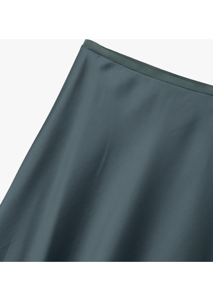 Beli Lastikli Balık Kesim Midi Saten Etek modelleri