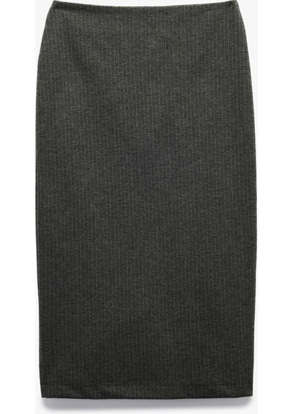 Parıltılı Metalik Iplik Detaylı Slim Fit Yırtmaç Detaylı Midi Boy Kalem Etek fırsatları