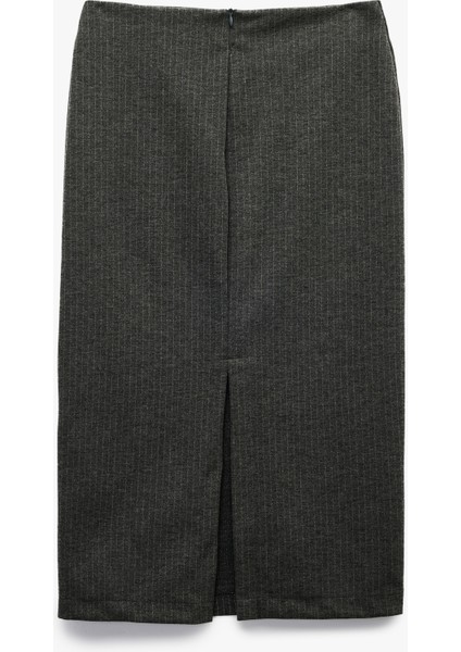 Parıltılı Metalik Iplik Detaylı Slim Fit Yırtmaç Detaylı Midi Boy Kalem Etek indirimleri