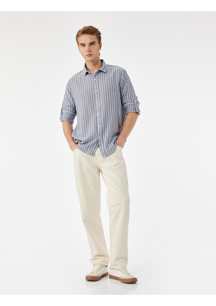 Regular Fit Pamuklu Klasik Yaka Uzun Kollu Gömlek