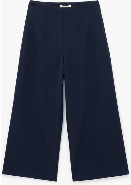 Normal Bel Bilek Boy Culotte Fit Geniş Paça Kumaş Pantolon