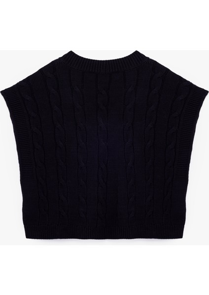 Kolsuz V Yaka Ayıcık Işleme Detaylı Saç Örgü Oversize Süveter fırsatları