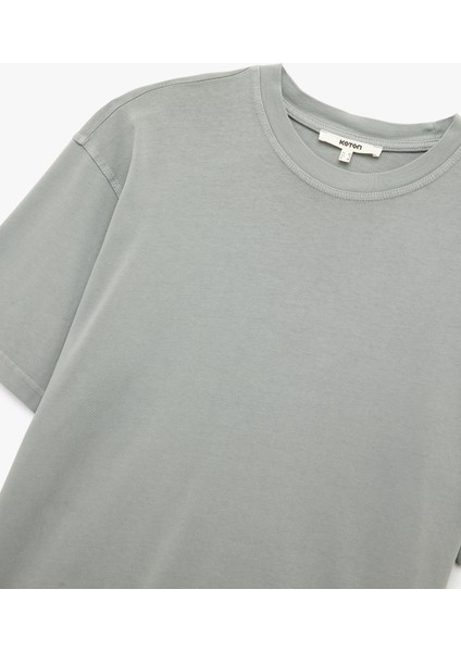 Kısa Kollu Bisiklet Yaka Pamuklu Oversize Tişört modelleri