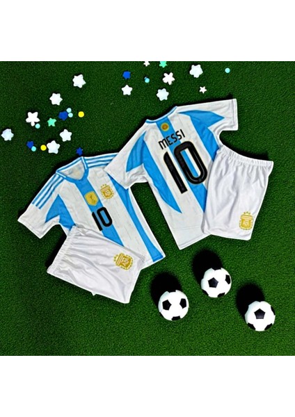 Arjantin Milli Takım Messi Çocuk Beyaz Şortlu T-Shirt Halı Saha Forması fiyatları