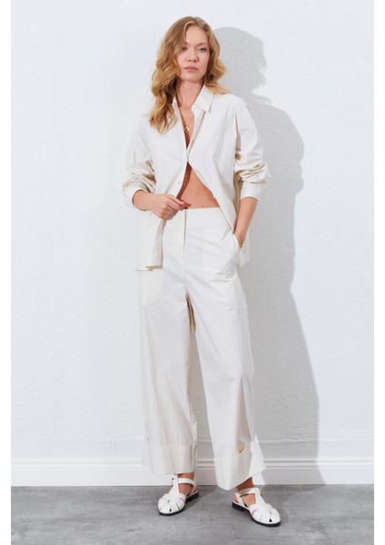 Kadın Taş Geniş Double Boru Paça Pantolon modelleri