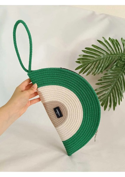 Veronica Art Renkli Clutch El Çantası Yeşil