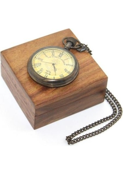 Ahşap Kutulu Pirinç Köstekli Saat Model 2