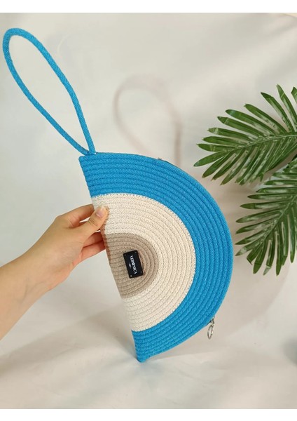 Veronica Art Renkli Clutch El Çantası Açık Mavi indirimleri