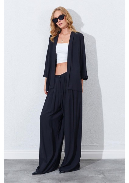 Kadın Siyah Pileli Palozzo Pantolon fiyatları