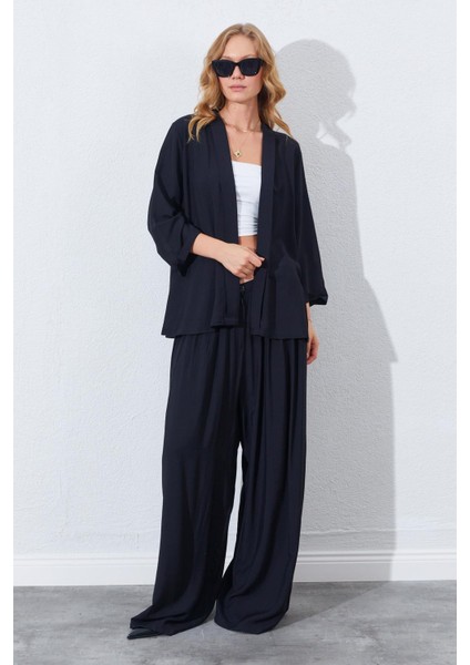 Kadın Siyah Pileli Palozzo Pantolon modelleri