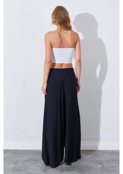 Kadın Siyah Pileli Palozzo Pantolon indirimleri