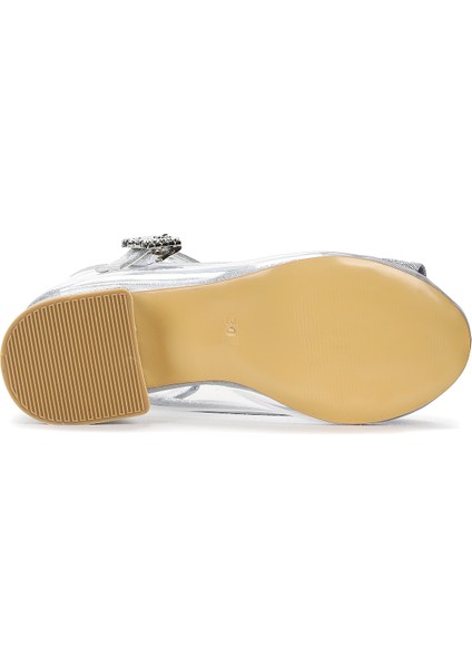 Asel Kız Çocuk Simli Topuklu Abiye Şeffaf Ayakkabı indirimleri