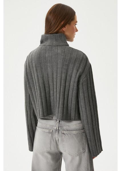 Kadın Clean Fermuarlı Antrasit Triko Hırka indirimleri