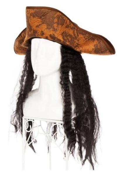 Siyah Saçlı Kaptan Korsan Şapkası