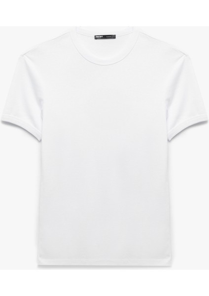 Kısa Kollu Bisiklet Yaka Pamuklu Basic Dar Kalıp Tişört
