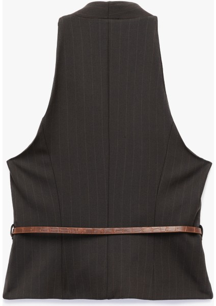 Kolsuz Düğmeli Kemerli Halter Yaka Yelek fiyatları