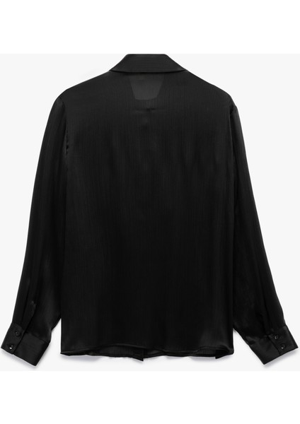 Yarı Transparan Uzun Kollu Volanlı Fırfırlı Gömlek fiyatları