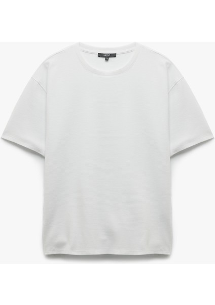 Kısa Kollu Waffle Dokulu Oversize Pamuklu Bisiklet Yaka Basic Tişört modelleri