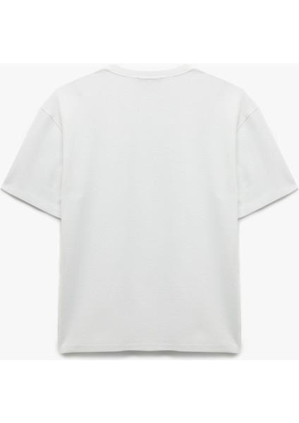 Kısa Kollu Waffle Dokulu Oversize Pamuklu Bisiklet Yaka Basic Tişört fırsatları