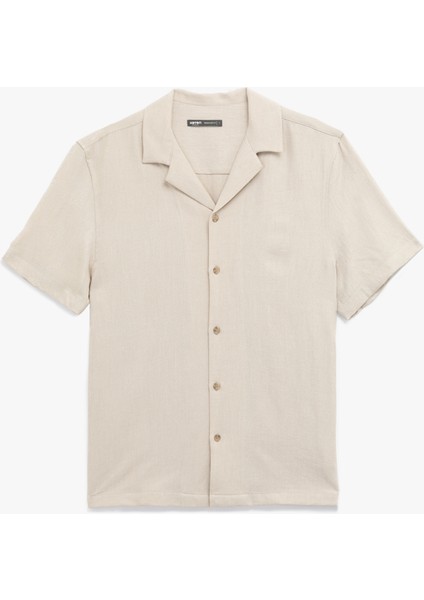 Regular Fit Kısa Kollu Düğmeli Devrik Yaka Gömlek modelleri