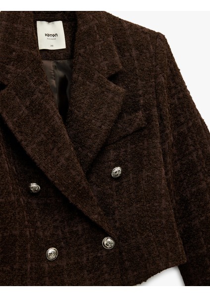 Slim Fit Kruvaze Uzun Kollu Tüvit Crop Blazer Ceket indirimleri