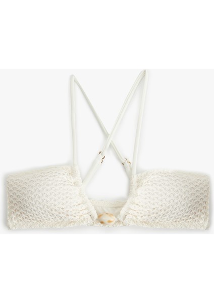 Deniz Kabuğu Detaylı Büzgülü Fileli Bikini Üstü