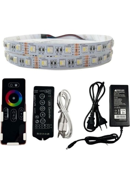 Dokunmatik Müzik Kontrollü Rgbw Şerit LED Set 5050 Ledli 3çipli 12VOLT 5metre