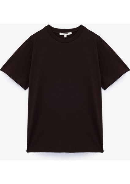 Kısa Kollu Bisiklet Yaka Pamuklu Basic Oversize Tişört