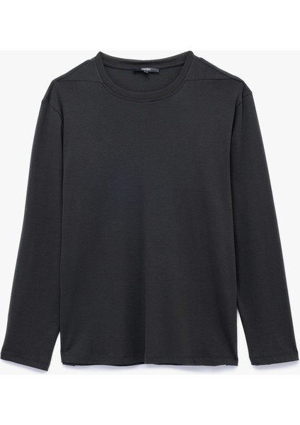 Pamuklu Bisiklet Yaka Basic Uzun Kollu Tişört