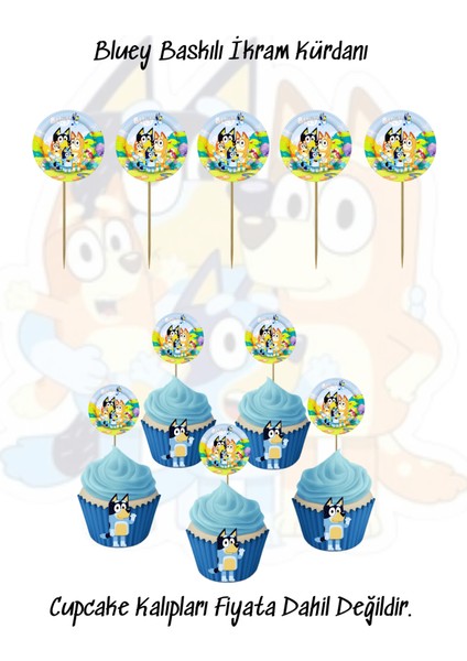 Bluey Temalı Tema Uygun Ikram Kürdanı 10 Adet