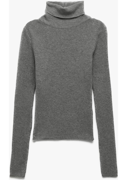 Uzun Kollu Viskon Karışımlı Balıkçı Yaka Kazak