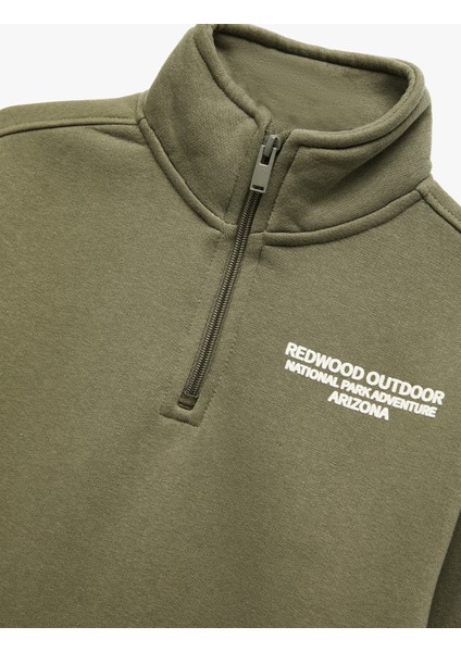 Uzun Kollu Şardonlu Yarım Fermuarlı Dik Yaka Sweatshirt modelleri