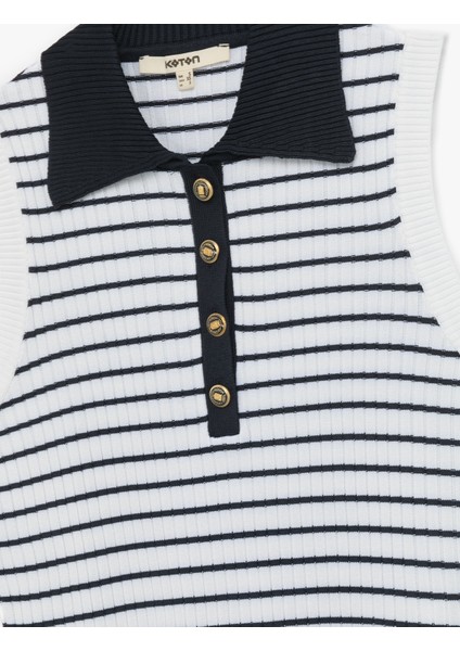 Regular Fit Kolsuz Yarım Düğmeli Polo Yaka Triko Bluz modelleri