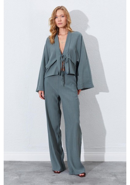 Kadın Haki Palazzo Pantolon