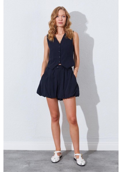 Kadın Siyah Beli Lastikli Stoplu Bolon Şort Etek fiyatları