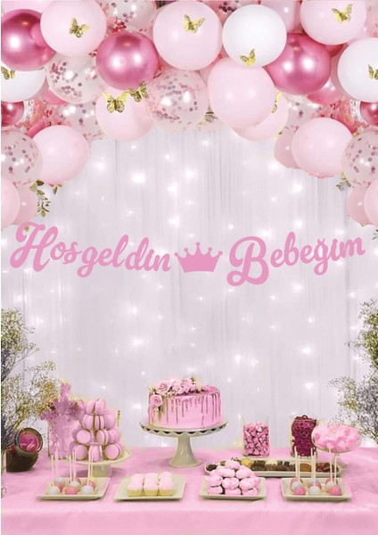 Hoşgeldin Bebeğim Pembe Kaligrafi Banner