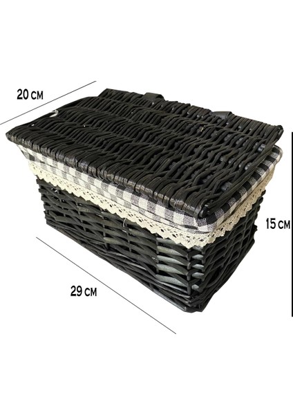 Siyah Kapaklı Sepet Dikdörtgen. Kçk 29 x 20 x 15 cm fiyatları