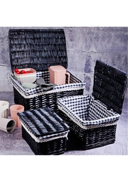 Siyah Kapaklı Sepet Dikdörtgen. Kçk 29 x 20 x 15 cm fırsatları