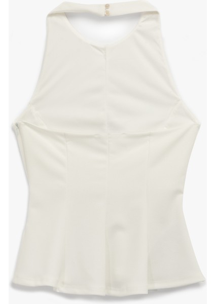 Halter Yaka Kolsuz Krep Peplum Bluz fiyatları