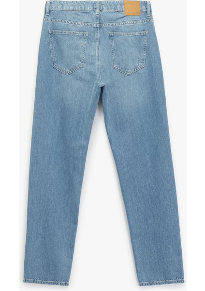 Pamuklu Normal Bel Cep Detaylı Vintage Straight Fit Jean Pantolon fiyatları