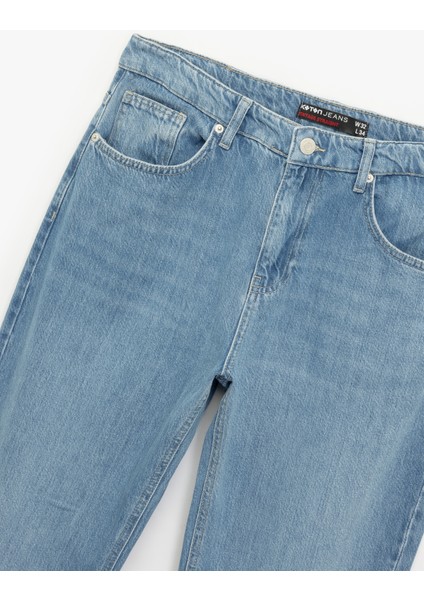Pamuklu Normal Bel Cep Detaylı Vintage Straight Fit Jean Pantolon modelleri