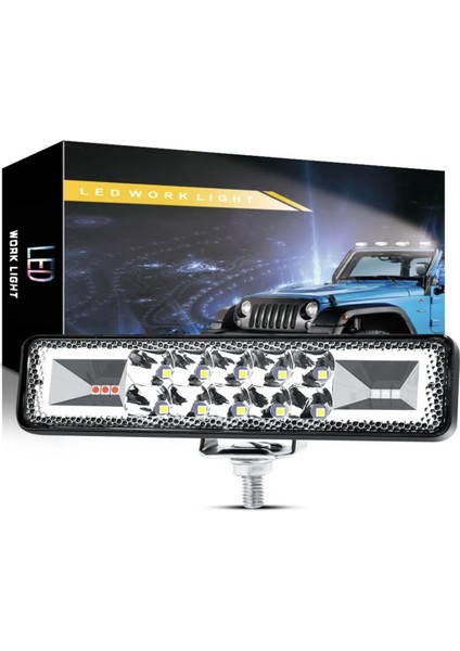 Off Road 12-24V Oto Gündüz LED Bar 6 Inç 16 LED 48 W Sarı Renk Ikaz Flash Mod Sis Farı
